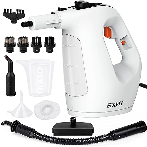 SXHY Tragbare Dampfreiniger, Dampfreiniger Handheld für das Haus Mehrzweck, Transparente Wassertank-11-teilige Zubehör-Kit für Sofa, Dusche, Polsterung von SXHY