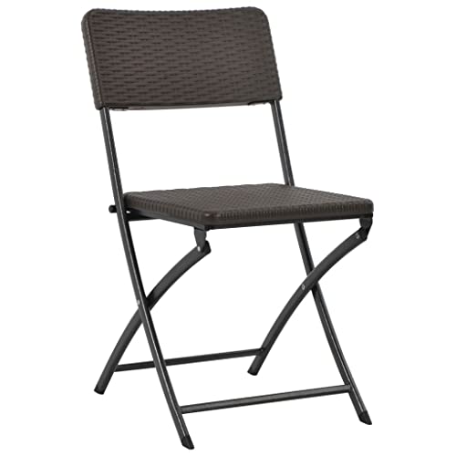 SXJEQOC Campinghocker Esszimmerstühle Strandstuhl Terrassenmöbel - Klappbare Gartenstühle 2 STK. HDPE und Stahl Braun für Terrasse Outdoor Strand Camping von SXJEQOC