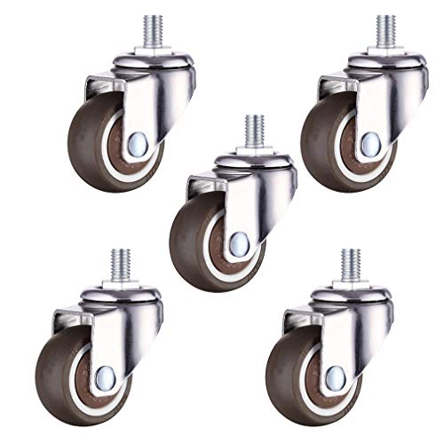 Stuhlrollen, Lenkrollen, Bürostuhlrollen, 360-Grad-Lenkrollen, 38 mm 50 Gummi-Möbelrollen, Rolle for Babybett, Drehstuhl, rollt sanft und leise, 5er-Set (Gewindestange, 2 Zoll)(Threaded Rod,1.5 inch) von SXJY
