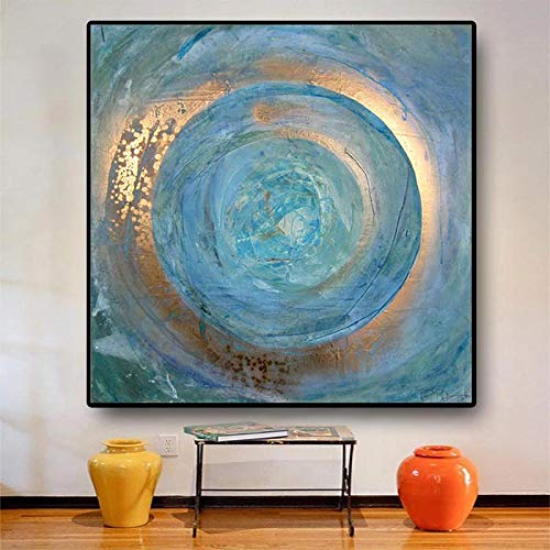 SXKJ Abstrakte Blau Gold Kreis Malerei auf Leinwand Wandbild Skandinavische Poster und Drucke Wohnzimmer Quadratische Wandkunst Bilder 60x60cm Rahmenlos SXKJ Abstrakte Blau Gold Kreis Malerei auf Leinwand Wandbild Skandinavische Poster und Drucke Wohnzimmer Quadratische Wandkunst Bilder 60x60cm Rahmenlos von SXKJ