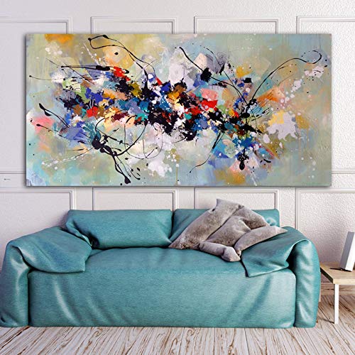 Abstrakte Kunst Gemälde Druck auf Leinwand Bunte Wandkunst Poster und Drucke Cuadros Bilder für Wohnzimmer Dekor Wandbild 60x120cm Rahmenlos von SXKJ