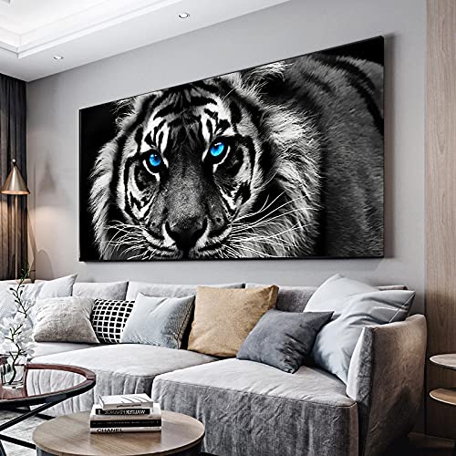 Blaue Augen Tiger Wandkunst Leinwand Gemälde Schwarz Weiß Tiger Leinwand Poster und Drucke Tiere Kunst für Wohnzimmer Wohnkultur 70x140cm Rahmenlos Blaue Augen Tiger Wandkunst Leinwand Gemälde Schwarz Weiß Tiger Leinwand Poster und Drucke Tiere Kunst für Wohnzimmer Wohnkultur 70x140cm Rahmenlos von SXKJ
