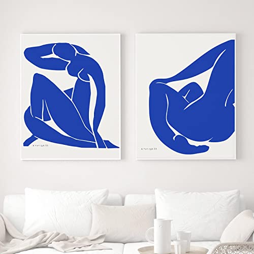 Classic Matisse Abstract Blue Nude Figure Wall Art Canvas Painting Nordic Posters Prints Wall Picture for Living Room Decor 30x45cmx2 Frameless von SXKJ
