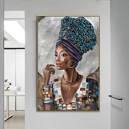 Gedruckt Auf Leinwand Afrikanische Schwarze Frau Nationalen Stil Leinwand Malerei Abstrakte Wandkunst Bilder Wohnzimmer Dekor Poster 70x100cm Rahmenlos von SXKJ