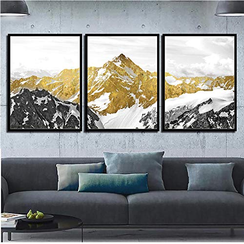 Goldene Landschaft Abstrakte Wandkunst Berg Bild Leinwand Malerei Poster Drucken Wandkunst Bilder Wohnzimmer Dekoration-50x70cm 3pcs No Frame von SXKJ