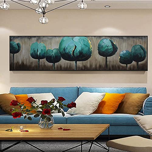 Grüne Blume Malerei Entspannte Bilder Für Wohnzimmer Moderne Poster und Drucke Wandkunst Innen Schlafzimmer Dekoration 60x180cm Rahmenlos von SXKJ