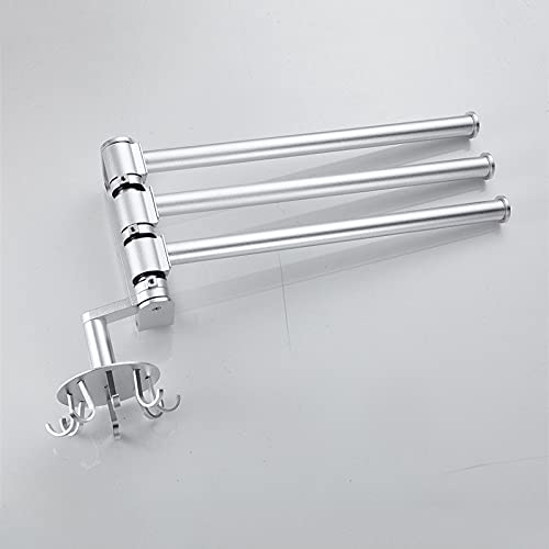 Handtuchhalter Handtuchhalter, Für Badezimmer, Handtuchhalter 3-Stangen Drehbarer Handtuchhalter, Küchenhaken Space Aluminium Wandmontierter Kleiderbügel Badezimmerzubehör/Silber/a von SXKJ