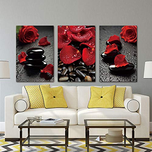 Leinwand Malerei Wandkunst Bilder Druckt Blume Rote Rose auf Leinwand Wohnkultur Kunst Modulare Bilder Für Wohnzimmer Wandbild 60x90cmx3 Rahmenlos von SXKJ