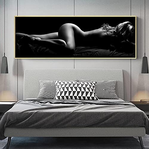 Moderne sexy Frauen schlafen auf dem Bett Leinwand Poster und Drucke Wandkunst Gemälde Körper Bilder für Zuhause Schlafzimmer Dekor 55 x 165 cm rahmenlos von SXKJ