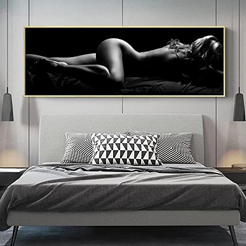 SXKJ Moderne sexy Frauen schlafen auf dem Bett Leinwand Poster und Drucke Wandkunst Gemälde Körper Bilder für Zuhause Schlafzimmer Dekor 60 x 180 cm rahmenlos von SXKJ