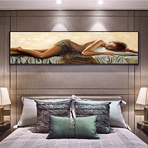 Nordic Abstrakte Sexy Schlafende Frau Kunst Poster und Drucke Schönheit Leinwand Malerei Wandkunst Bilder für Wohnzimmer Dekor 50x150cm Rahmenlos von SXKJ