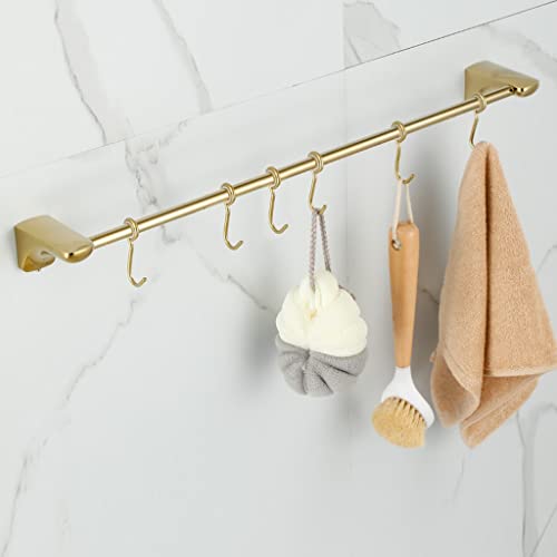 SXKJ Handtuchhalter Handtuchhalter, Für Badezimmer, Handtuchhalter Stangenstange Mit Haken, Stanzfreie Wandmontage Edelstahl Einzelstange Badezimmer Küche Lappenhakenleiste/Gold 50Cm6 H SXKJ Handtuchhalter Handtuchhalter, Für Badezimmer, Handtuchhalter Stangenstange Mit Haken, Stanzfreie Wandmontage Edelstahl Einzelstange Badezimmer Küche Lappenhakenleiste/Gold 50Cm6 H von SXKJ