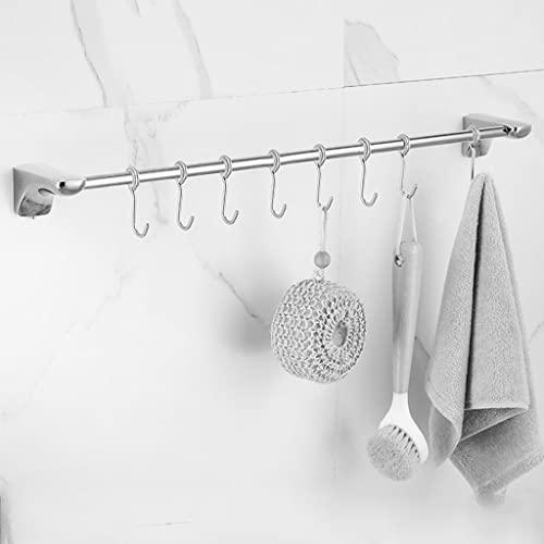 SXKJ Handtuchhalter Handtuchhalter, Für Badezimmer, Handtuchhalter Stangenstange Mit Haken, Stanzfreie Wandmontage Edelstahl Einzelstange Badezimmer Küche Lappenhakenleiste/Silber 60Cm8 SXKJ Handtuchhalter Handtuchhalter, Für Badezimmer, Handtuchhalter Stangenstange Mit Haken, Stanzfreie Wandmontage Edelstahl Einzelstange Badezimmer Küche Lappenhakenleiste/Silber 60Cm8 von SXKJ
