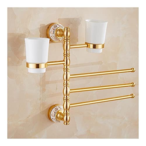 SXKJ Handtuchhalter Handtuchhalter, für Badezimmer, Wandmontierter Handtuchhalter, 360-Grad-Drehung Handtuchstangen, Home Storage Rack Badezimmer Organizer Hardware-Zubehör/1002G-2Cup-3 SXKJ Handtuchhalter Handtuchhalter, für Badezimmer, Wandmontierter Handtuchhalter, 360-Grad-Drehung Handtuchstangen, Home Storage Rack Badezimmer Organizer Hardware-Zubehör/1002G-2Cup-3 von SXKJ
