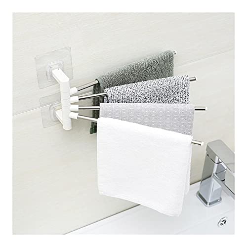 SXKJ Handtuchhalter Handtuchständer, für Badezimmer, Badezimmerhandtuchhalter, drehbarer Handtuchhalter, an der Wand montierter Handtuchhalter, Schwenkbares Gestell 4-Stangen-Badezimmer von SXKJ