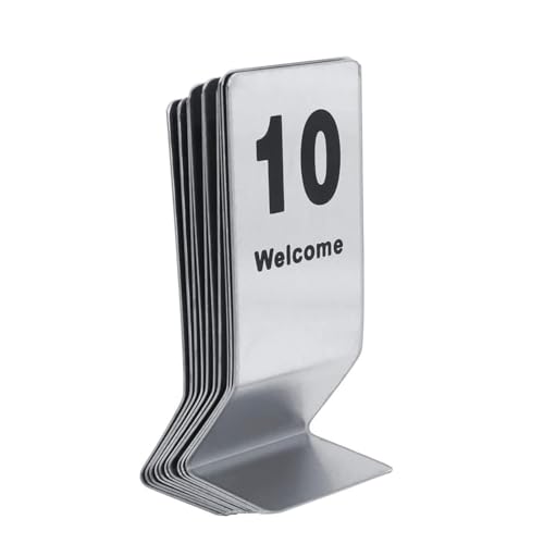 SXKJQER Edelstahl Tischnummern Tischaufsteller Schild, Doppelseitige Platzkarten Tischnummernkarten Für Empfänge, Bankette, Cafés, Restaurants, Hotel，Vertikaler Esstisch Tischnummer(1-20) von SXKJQER