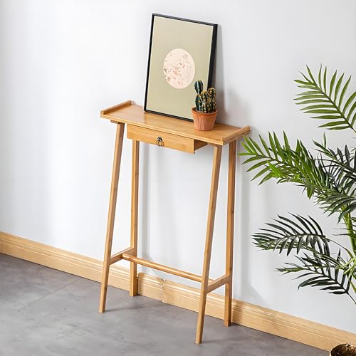 Rattan Konsolentisch Schmal für Den Eingangsbereich, Konsolentisch Schublade, Flur Regal, Stauraum Hinter der Couch im Eingangsbereich(Beige,50x20x85cm/20x8x33in) von SXKLYRF
