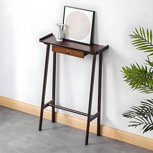 Rattan Konsolentisch Schmal für Den Eingangsbereich, Konsolentisch Schublade, Flur Regal, Stauraum Hinter der Couch im Eingangsbereich(Brown,50x20x85cm/20x8x33in) von SXKLYRF