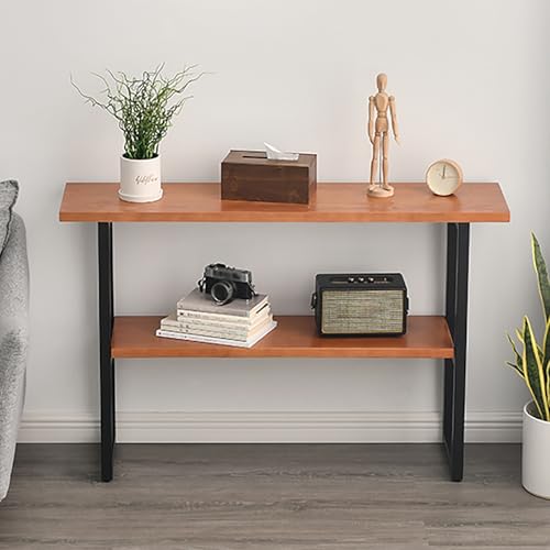 SXKLYRF 2-Stufiger Konsolentisch Holz im Industrie-Look mit Metallrahmen, Schmales Sideboard, Flur Regal mit Stauraum für Flur, Foyer oder Hinter der Couch(Yellow,120x30x85cm/47x12x33in) von SXKLYRF