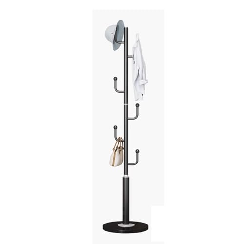 SXLMWJL Metallkappenhalterung mit Marmorbasis, eigenständiger Kappenhalterung mit 6 Haken für Taschenjacken, Schwarze Kleiderhalterung im Büro(Size:35CM) von SXLMWJL