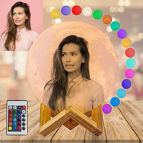 Mondlampe Personalisiert, Passen Sie Ihr Foto Auf Mondlampe Und Text An, 16 Farben USB-Aufladung Mondnachtlicht Dimmbare Touch Control Helligkeit Mondlampe Für Geburtstag, Weihnachtsgeschenke-20CM Mondlampe Personalisiert, Passen Sie Ihr Foto Auf Mondlampe Und Text An, 16 Farben USB-Aufladung Mondnachtlicht Dimmbare Touch Control Helligkeit Mondlampe Für Geburtstag, Weihnachtsgeschenke-20CM von SXLONG