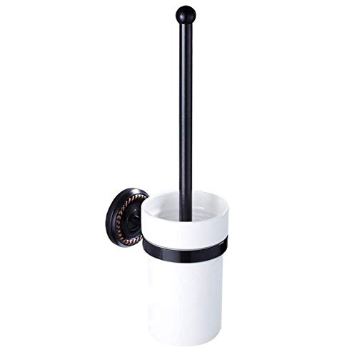 SXLSZ Antik Schwarz WC-Bürstenhalter + WC-Bürste Klobürstenhalter Toilettenbürstenhalter aus Messing & Keramik,WC-Garnitur Toilettenbürste - zur Wandmontage Bohren von SXLSZ