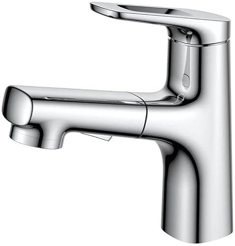 SXLSZ Bad Armatur Waschtischarmatur mit Herausziehbarer Brause Dual Mode Heiß und Kalte Multifunktions Einzelnes Griff Teleskop Wasserhahn Bad mit Brause Ausziehbar für Bad-Chrom von SXLSZ