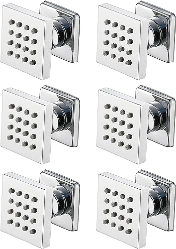 SXLSZ Seitenbrause Chrom Massagedüse Dusche 2 Zoll Messing Seitenbrause Brause Einstellbar Köpermassagedüsen Wandbrause Wanddüse Regenbrause Dusche Wanne Unterputz Jet Spray,6 pcs von SXLSZ