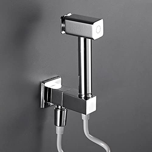 SXLSZ Toilette Bad Bidet Set/WC Duschkopf Einzelfunktion Bidet Handbrause Toilette Bad Kupfer Wandbehang Kaltwasserhahn Federschlauch,Chrom von SXLSZ