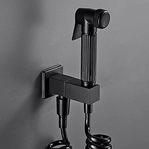 SXLSZ Toilette Bad Bidet Set/WC Duschkopf Einzelfunktion Bidet Handbrause Toilette Bad Kupfer Wandbehang Kaltwasserhahn Federschlauch,Schwarz-A von SXLSZ