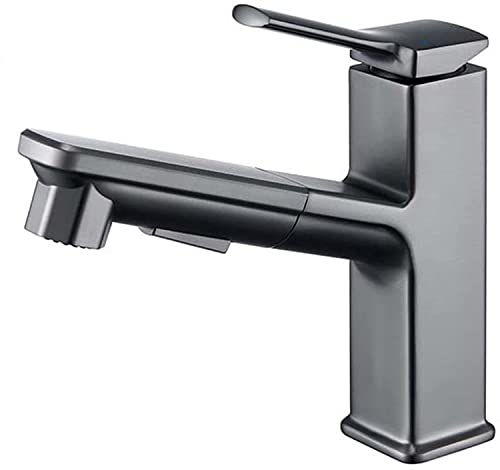 SXLSZ Wasserhahn mit Brause Waschtischarmatur mit Herausziehbarer Brause Wasserhahn Bad 2 Strahlarten Brause Wasserhahn Bad Armatur Pistolengrau von SXLSZ
