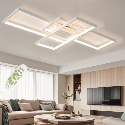 SXLXQM Deckenlampe Schwarz Dimmbar LED Deckenleuchte Rechteckig Wohnzimmerlampe 60W Geometrisch Wandlampe Multifunktional Deckenbeleuchtung für Schlafzimmer Wohnzimmer Büro von SXLXQM