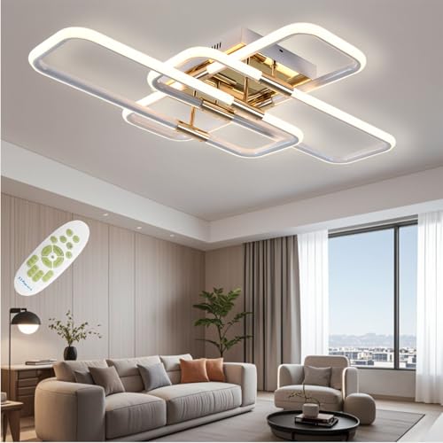SXLXQM LED Deckenleuchte Moderne Weiß Deckenlampe Dimmbar 68W Wohnzimmer Deckenlampe Mit Fernbedienung Wohnzimmerlampe Geometrisch Deckenlampen Einfachheit Schlafzimmer Deckenleuchten Beleuchtung von SXLXQM