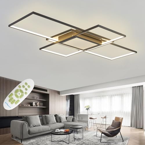 SXLXQM Deckenlampe Wohnzimmer LED Modern Deckenleuchte Schwarz Wohnzimmerlampe 82W Geometrisch Wandlampe Multifunktional Deckenbeleuchtung für Schlafzimmer Wohnzimmer Büro von SXLXQM