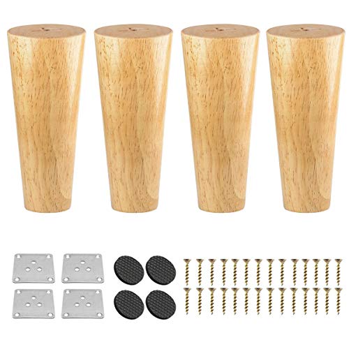 4er-Set runde Möbelbeine aus Massivholz, 25,4 cm, Mid-Century Modern, mit Montageplatte und Schrauben, Ersatzfüße für Sofa, Couch, Sessel, Schrank, TV-Ständer 4er-Set runde Möbelbeine aus Massivholz, 25,4 cm, Mid-Century Modern, mit Montageplatte und Schrauben, Ersatzfüße für Sofa, Couch, Sessel, Schrank, TV-Ständer von SXNFSX