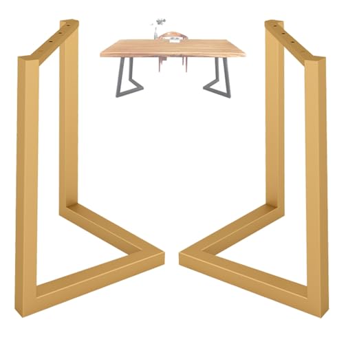 Möbelbeine aus Metall, 2er-Set, V-förmige Esstischbeine aus robustem Stahl, 68 cm hoch, 50 cm breit, Industrie-Landhausstil, Gold-Finish von SXNFSX