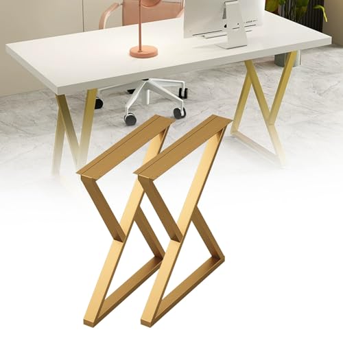 Möbelbeine aus Metall, 2er-Set, robuste Tischbeine für Schreibtisch, Esstisch, Beistelltisch und Stühle, Vierkantrohr-Design (4 x 2 cm), Gold-Finish, 60 x 72 cm von SXNFSX