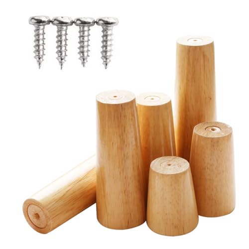 SXNFSX 4er-Set Möbelbeine aus Holz, runde Sofa- und Esstischfüße, Ersatzhöhe 10 cm für Couchtisch, stabile Unterstützung, einfache Installation, modernes Design von SXNFSX