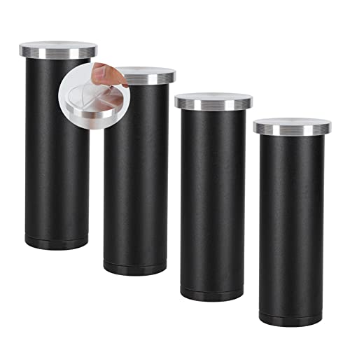 SXNFSX Verstellbare Möbelbeine aus Aluminium, 4er-Set, stanzfreie Glastischfüße, Selbstklebende Unterstützung, Mattschwarz (35 cm) für Badezimmer und Zuhause von SXNFSX