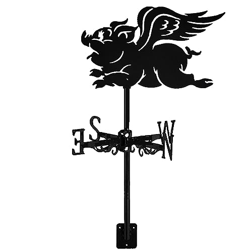 SXNFSX Wetterfahnen für den Hof, Metall, Eisen, Material, Fliegende Schweineform, Dekoration für Garten und Bauernhof im Freien, Schwarze Silhouette, 33 x 64 cm SXNFSX Wetterfahnen für den Hof, Metall, Eisen, Material, Fliegende Schweineform, Dekoration für Garten und Bauernhof im Freien, Schwarze Silhouette, 33 x 64 cm von SXNFSX