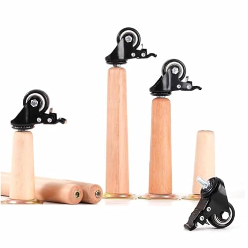 Set mit 4 konischen Möbelbeinen aus Massivholz mit Rädern, 15 cm (5,9 Zoll) – Ideal für Sofa, Nachttisch, Schrank oder Couchtisch – Robuste Unterstützung für die Inneneinrichtung von SXNFSX