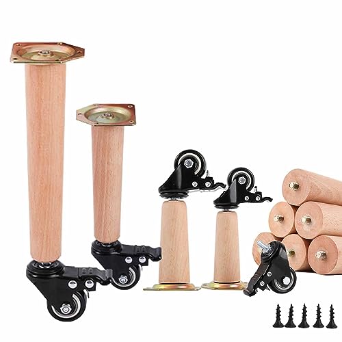 Stück Stuhlfüße aus Massivholz, Ersatz für Schrank, TV-Schränke, Nachttisch, Holz mit Rollendesign (17,7 Zoll) von SXNFSX