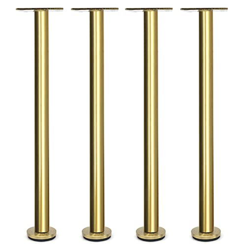 Verstellbare Möbelfüße aus Edelstahl für DIY-Badezimmerschränke, Goldfarbene Tischbeinstütze aus Metall (350 mm, 4 Stück) von SXNFSX