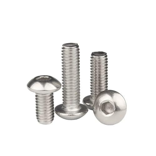 SXPXP M1.6 Innensechskantschrauben mit Halbrundkopf, A2-70 304 Edelstahl, M1.6x3 4 5 6 7 8 10 12 16 mm, Inbusschrauben(M1.6x16mm 50pcs) von SXPXP