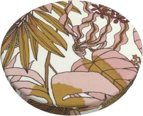 Runder Barhocker Kissenbezug mit Blumenmuster, Retro Boho Samt Hocker Schonbezug, Elastischer Randbezug(Autumn Leaves 1,14 inch) von SXQCKJ