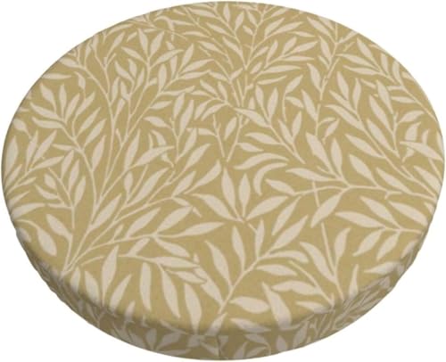 Runder Barhocker Kissenbezug mit Blumenmuster, Retro Boho Samt Hocker Schonbezug, Elastischer Randbezug(Khaki 1,13 inch) von SXQCKJ