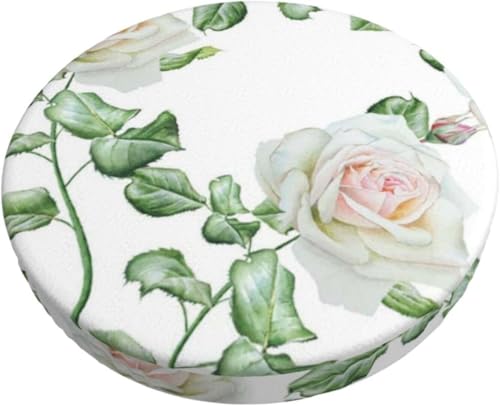 Runder Barhocker Kissenbezug mit Blumenmuster, Retro Boho Samt Hocker Schonbezug, Elastischer Randbezug(Peony,12 inch) von SXQCKJ