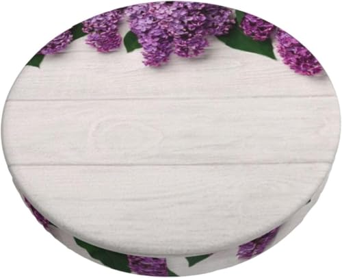 Runder Barhocker Kissenbezug mit Blumenmuster, Retro Boho Samt Hocker Schonbezug, Elastischer Randbezug(Purple Flower,13 inch) von SXQCKJ