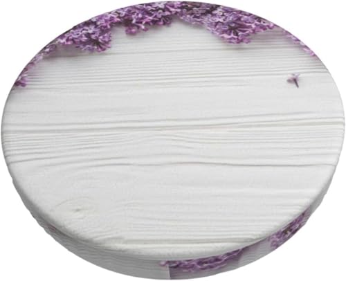 Runder Barhocker Kissenbezug mit Blumenmuster, Retro Boho Samt Hocker Schonbezug, Elastischer Randbezug(Purple Flower 1,12 inch) von SXQCKJ