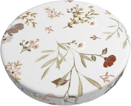 Runder Barhocker Kissenbezug mit Blumenmuster, Retro Boho Samt Hocker Schonbezug, Elastischer Randbezug(Red Flower 1,14 inch) von SXQCKJ